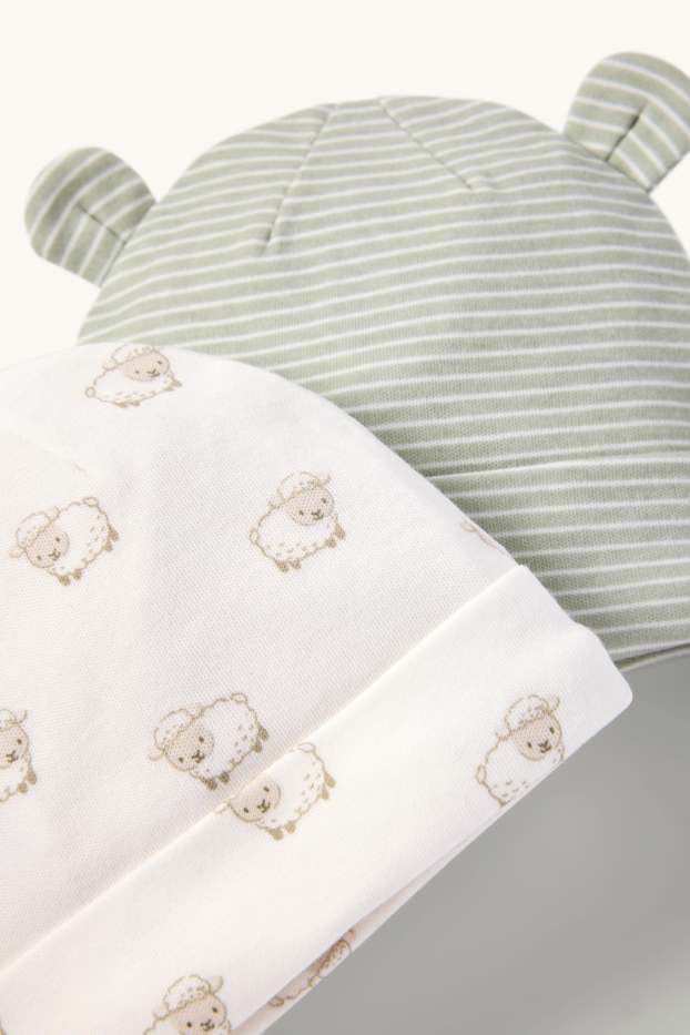 Baby Jungen - Multipack 2er - Schäfchen - Baby-Mütze - weiss / grün
