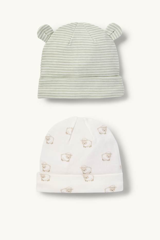 Baby Jungen - Multipack 2er - Schäfchen - Baby-Mütze - weiss / grün
