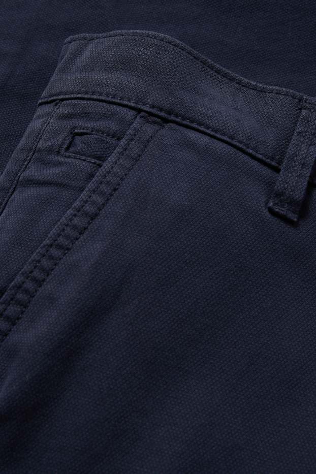 Hommes - Pantalon de cargo - tapered fit - finition texturée - bleu foncé