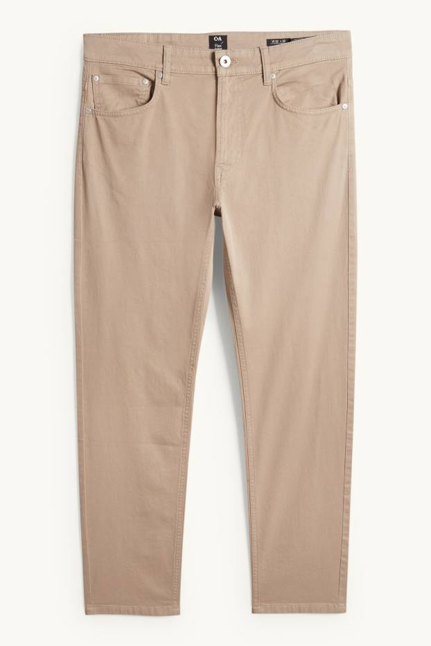 Hommes - Pantalon - slim fit - texturé - taupe