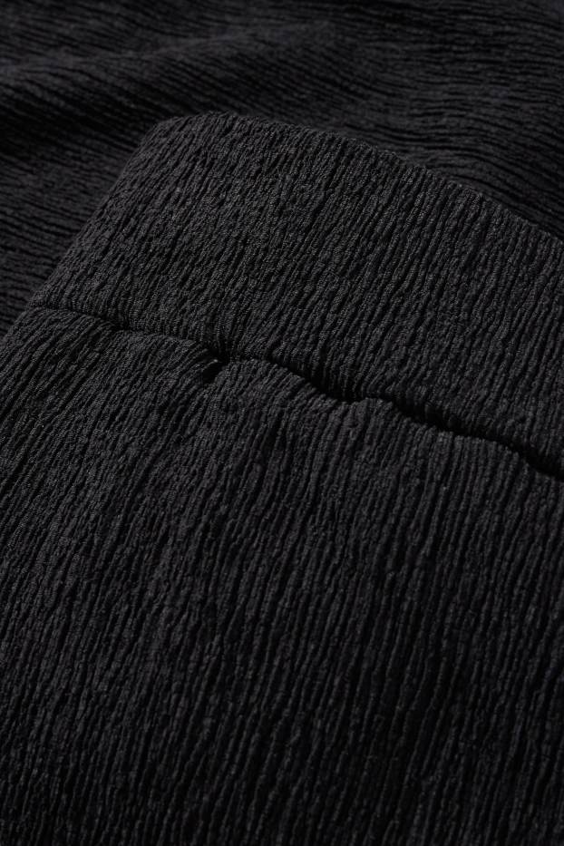 Mujer - Pantalón de jersey - mid waist - wide leg - con textura - negro