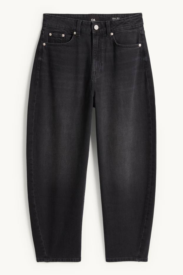 Damen - Barrel Jeans - High Waist - dunkeljeansgrau