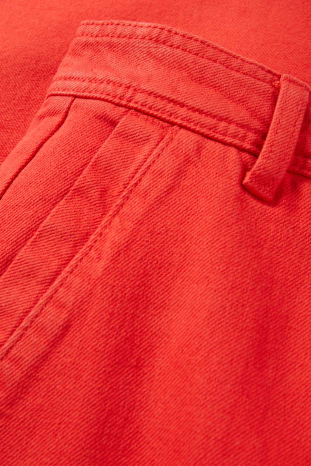 Women - Cloth trousers - mid-rise waist - straight leg - red