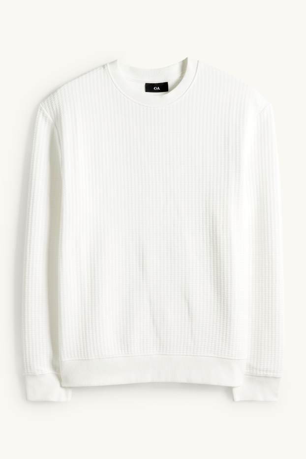 Pánské - Mikina - strukturovaná - bílá