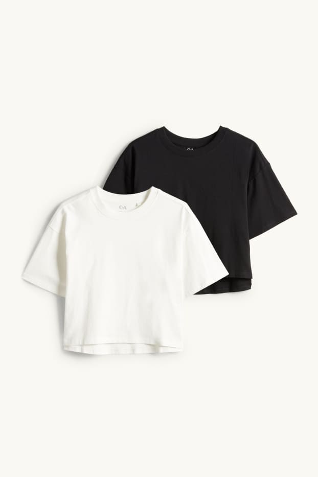 Kinder Mädchen - Multipack 2er - Kurzarmshirt - schwarz / weiß