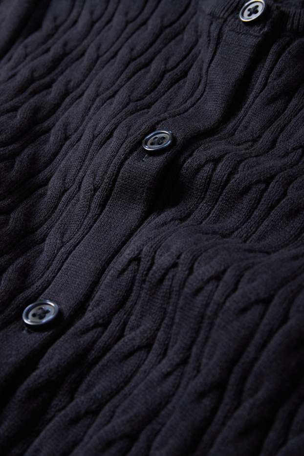 Enfants filles - Gilet en maille - motif tressé - bleu foncé