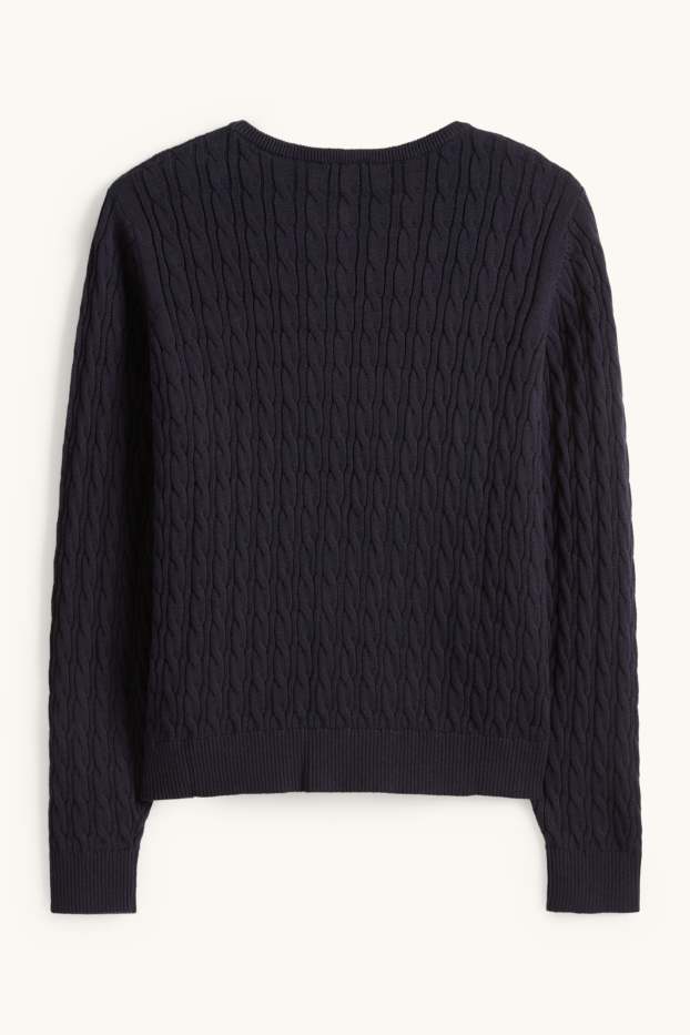 Enfants filles - Gilet en maille - motif tressé - bleu foncé