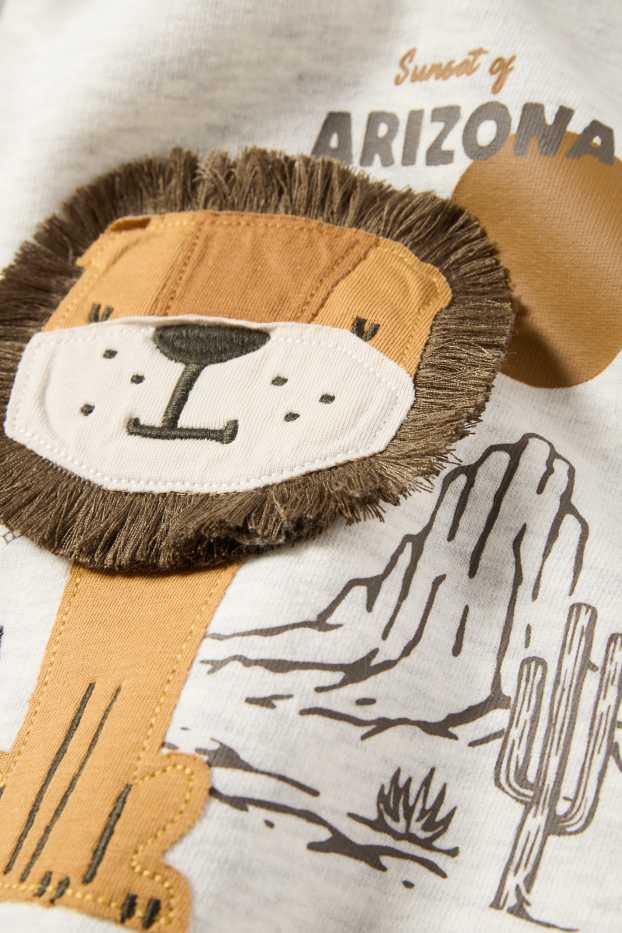 Kinder Jungen - Löwe - Hoodie - hellgrau-melange