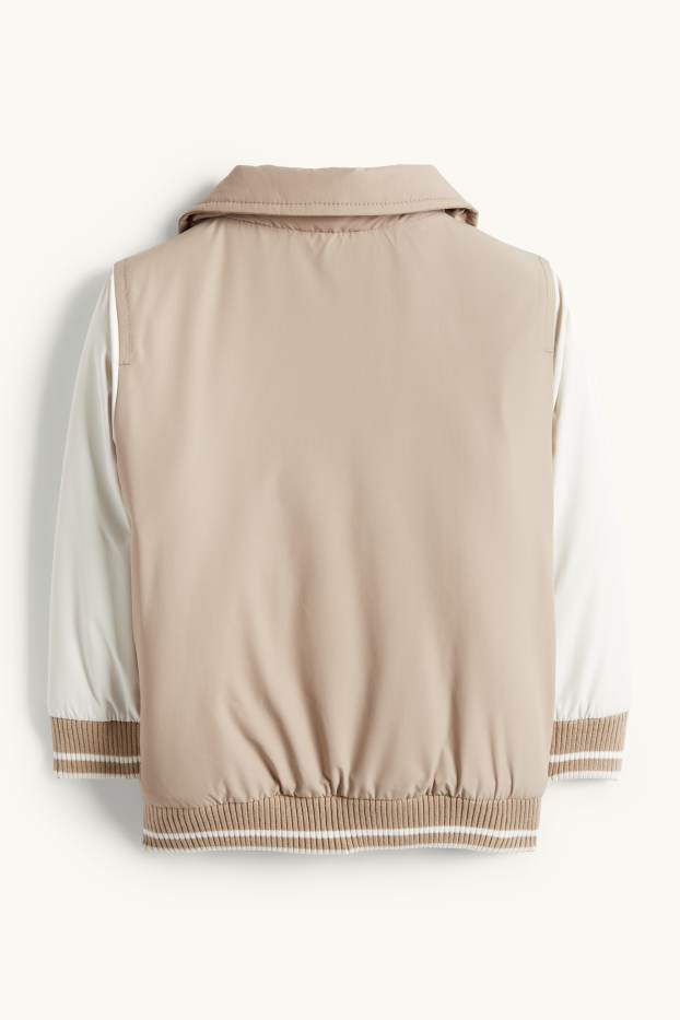 Baby: jongens - Baby-collegejas - gevoerd - beige