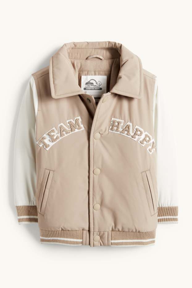 Baby: jongens - Baby-collegejas - gevoerd - beige