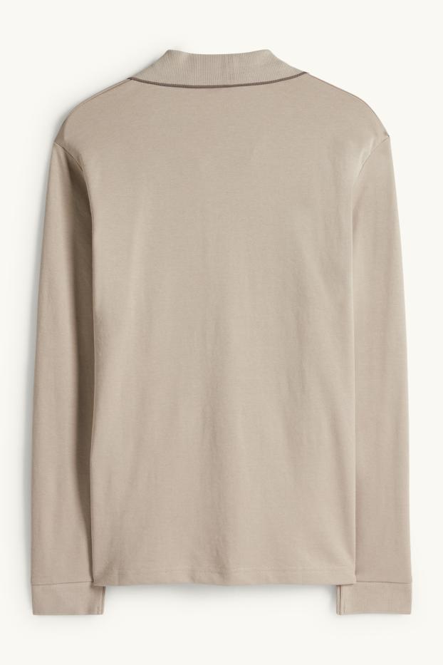 Heren - Poloshirt met lange mouwen - regular fit - beige