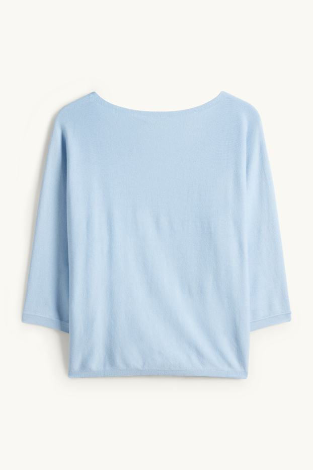 Dámské - Svetr z jemného úpletu - světle modrá