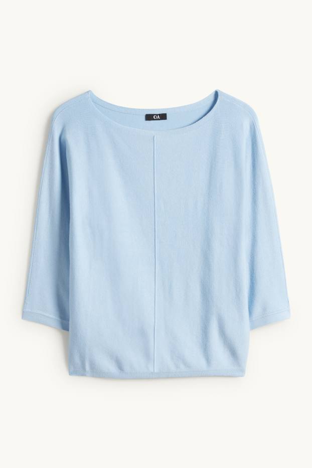 Dámské - Svetr z jemného úpletu - světle modrá