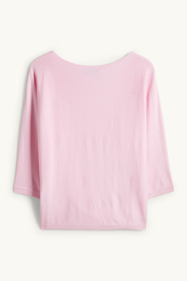 Women - Fine knit jumper - rose