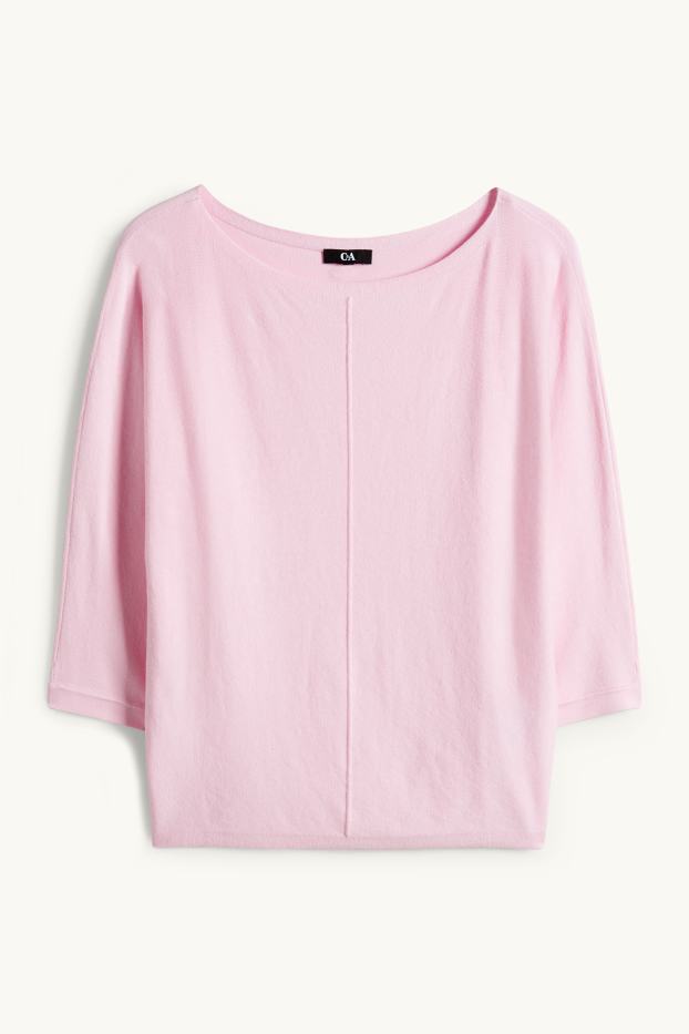 Women - Fine knit jumper - rose