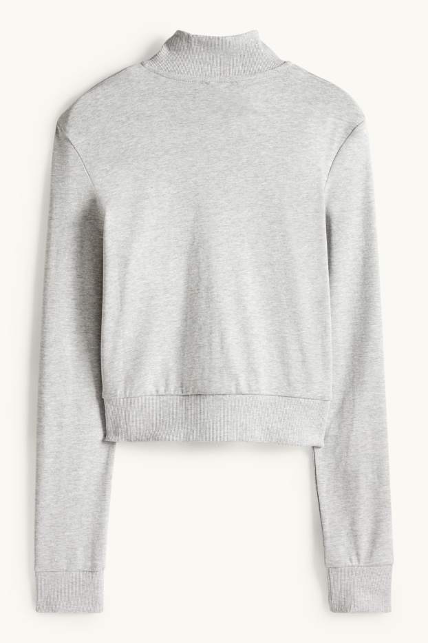 Femmes - Sweat zippé court - gris