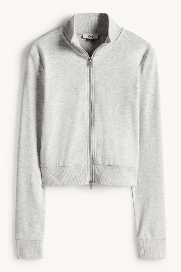 Femmes - Sweat zippé court - gris