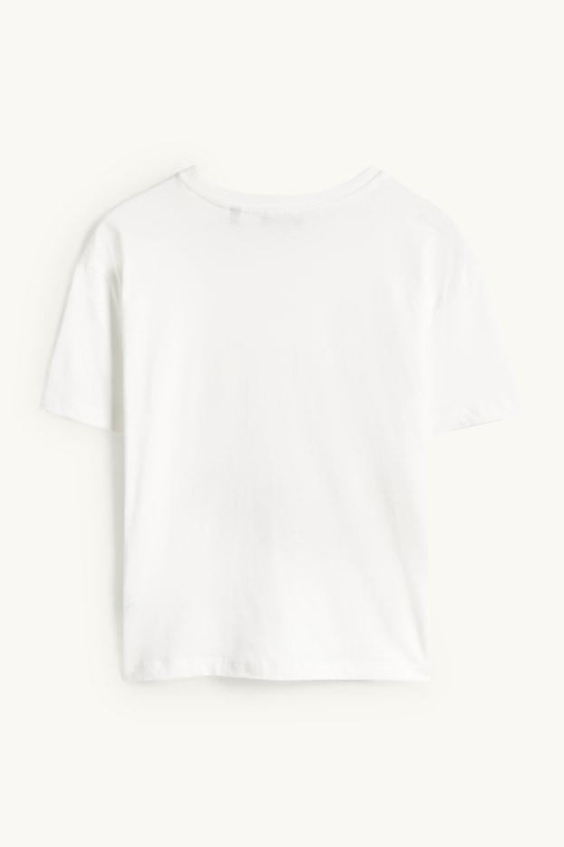 Femmes - T-shirt orné de strass - regular fit - blanc
