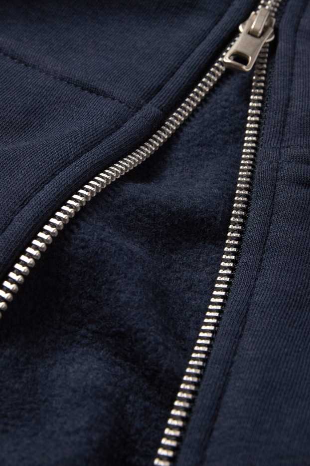 Dámské - Tepláková bunda s kapucí - tmavomodrá