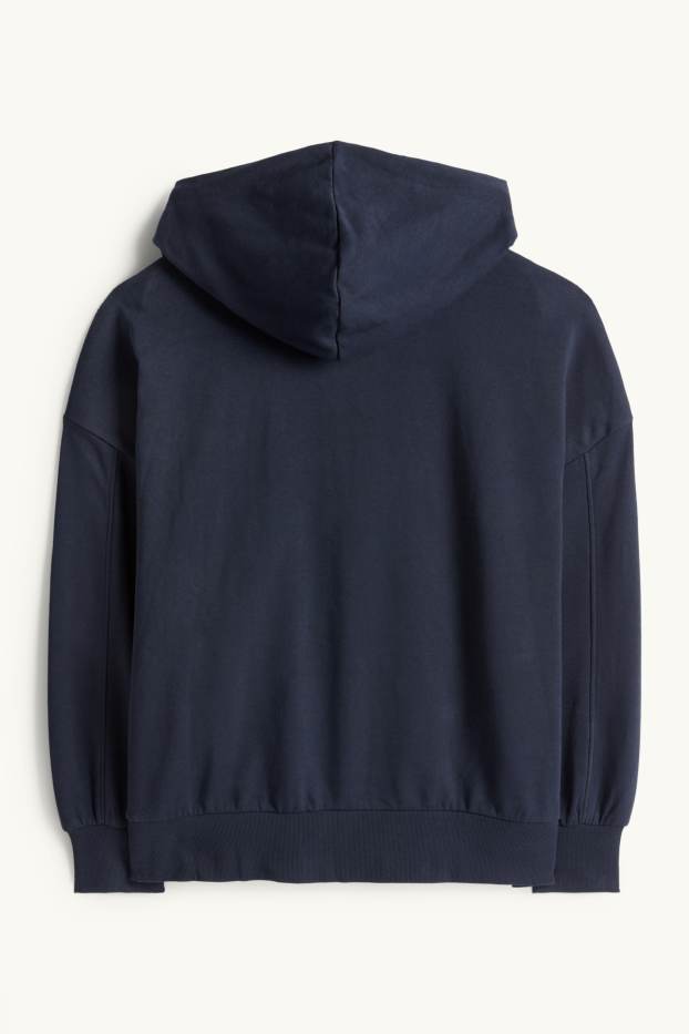 Dámské - Tepláková bunda s kapucí - tmavomodrá