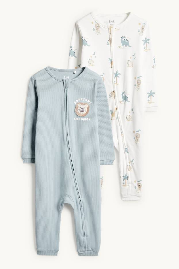 Miminka - chlapci - Multipack 2 ks - dinosauři a lvi - pyžamo pro miminka - tyrkysová