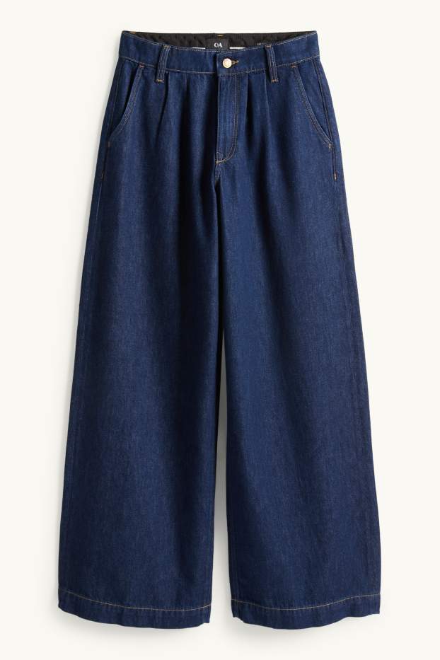 Donna - Jeans a gamba larga - vita alta - jeans blu scuro