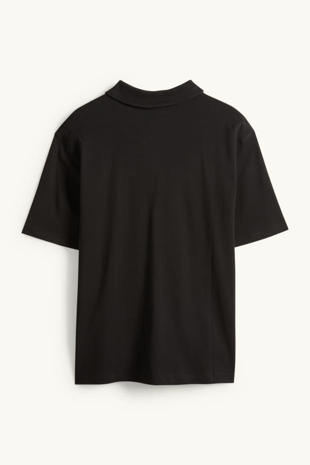 Heren - Poloshirt - relaxed fit - zwart