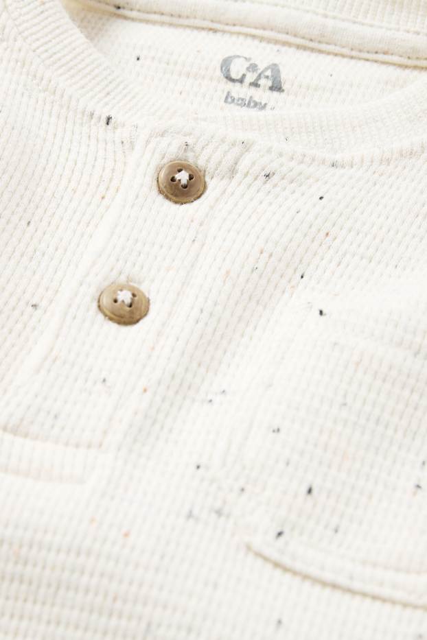 Baby: jongens - Babylongsleeve - met structuur - crème wit