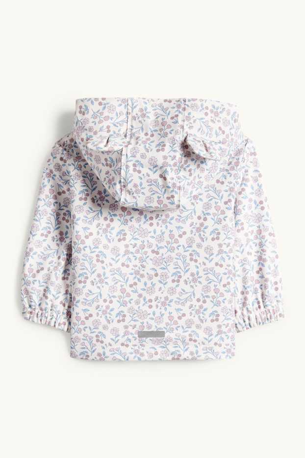 Bébés filles - Petites fleurs - veste de pluie à capuche pour bébé - imperméable - blanc
