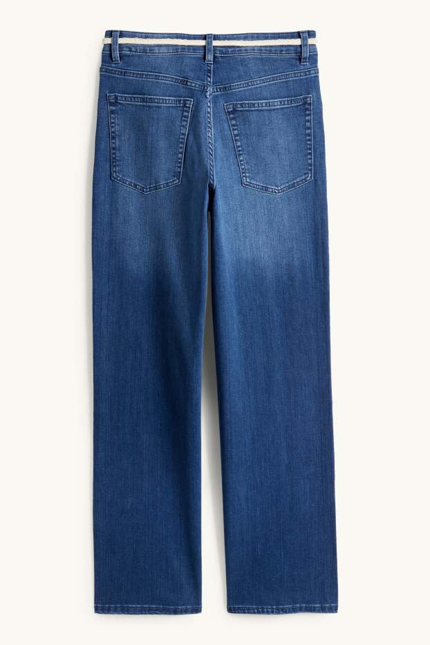 Dámské - Wide leg jeans s páskem - mid waist - džíny - modré