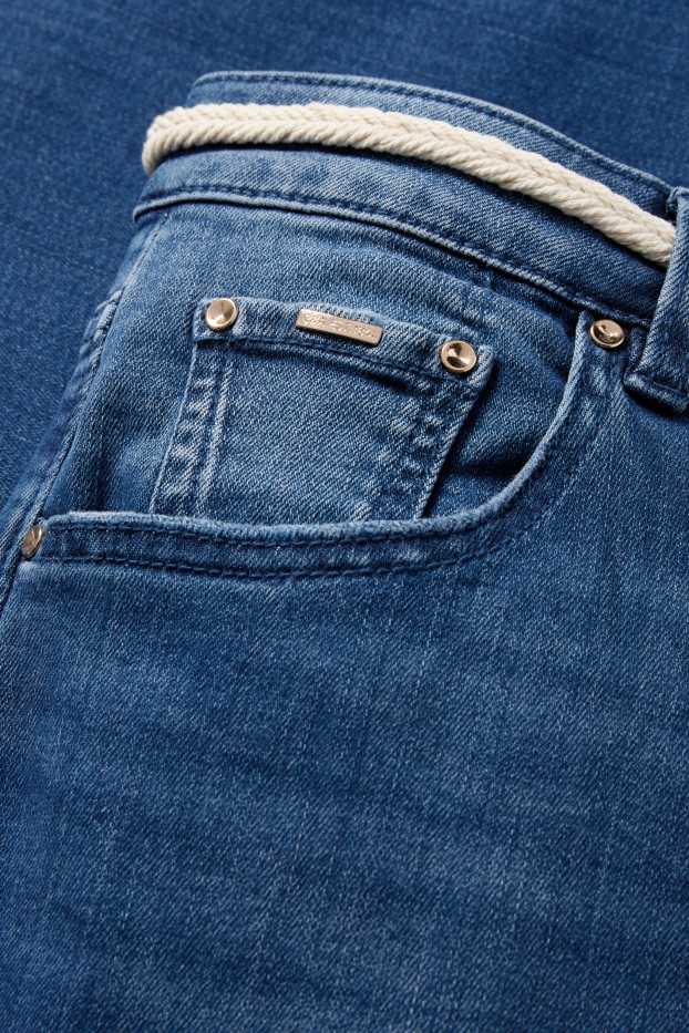 Dámské - Wide leg jeans s páskem - mid waist - džíny - modré