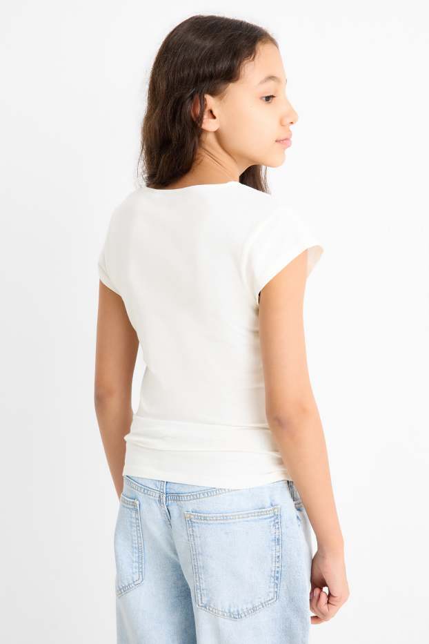 Kinder Mädchen - Multipack 2er - Kurzarmshirt - weiß / hellblau