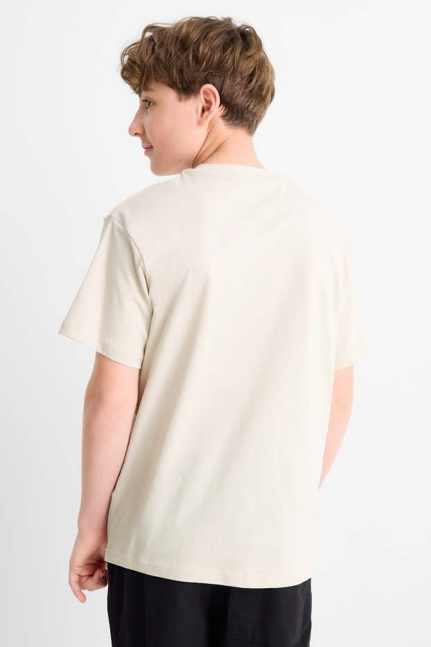 Children Boys - Skateboarder - short sleeve T-shirt - light beige