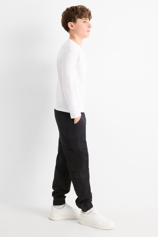 Children Boys - Cargo trousers - textured - black