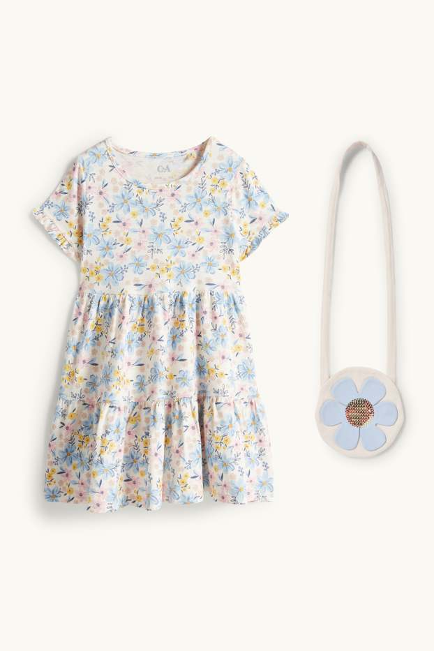 Enfants filles - Fleur - ensemble - robe et sac - 2 pièces - coloré