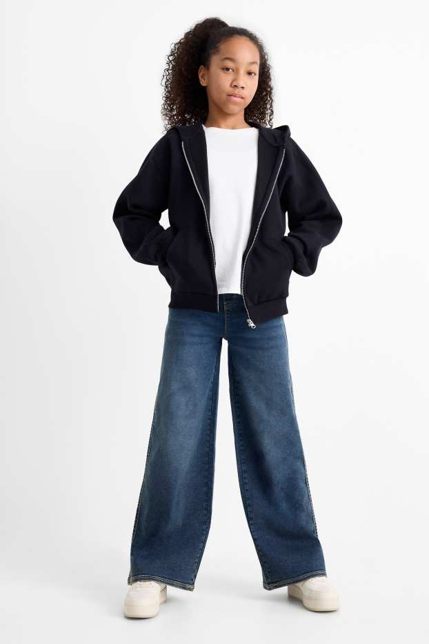 Children Girls - Wide leg jeggings - denim-dark blue