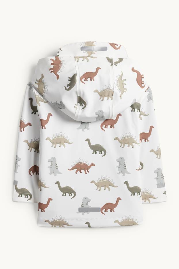 Baby Boys - Dino - baby rain jacket with hood - waterproof - white