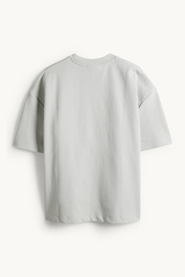 Pánské - Tričko - oversized - světle šedá