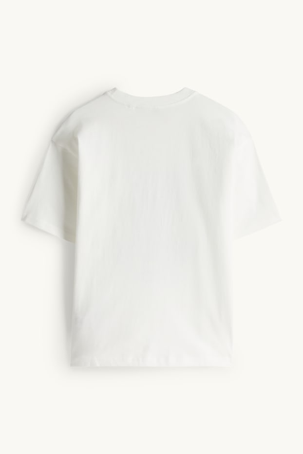 Children Boys - Teddy bear - short sleeve T-shirt - white