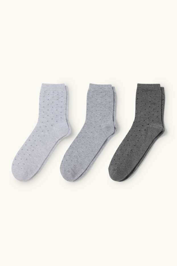 Damen - Multipack 3er - Socken - Glanz-Effekt - gepunktet - grau