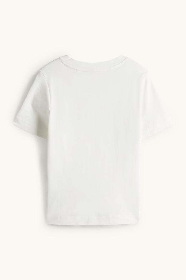 Femmes - T-shirt avec encolure en V - slim fit - blanc