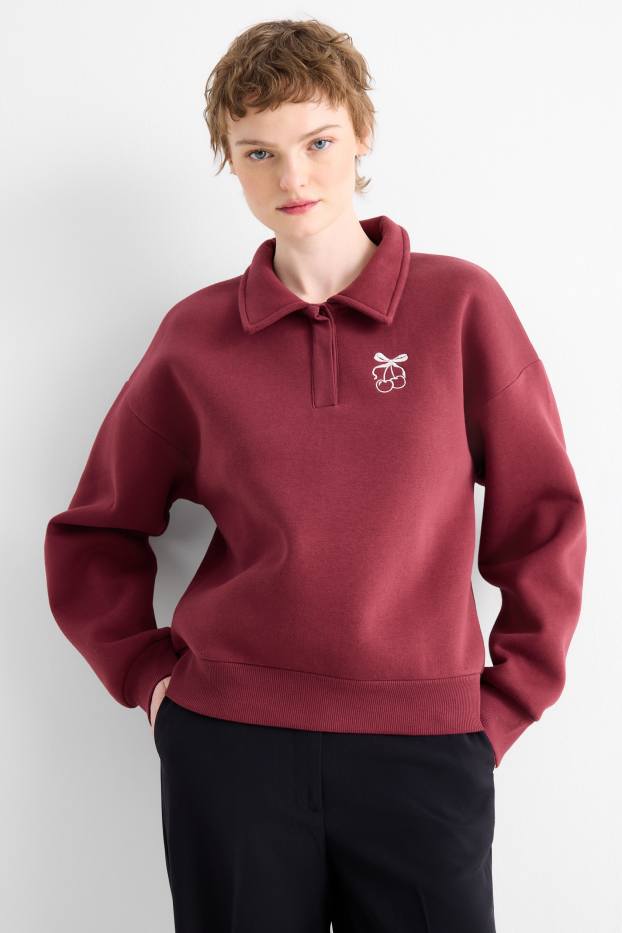 Femei - Bluză de molton - bordo