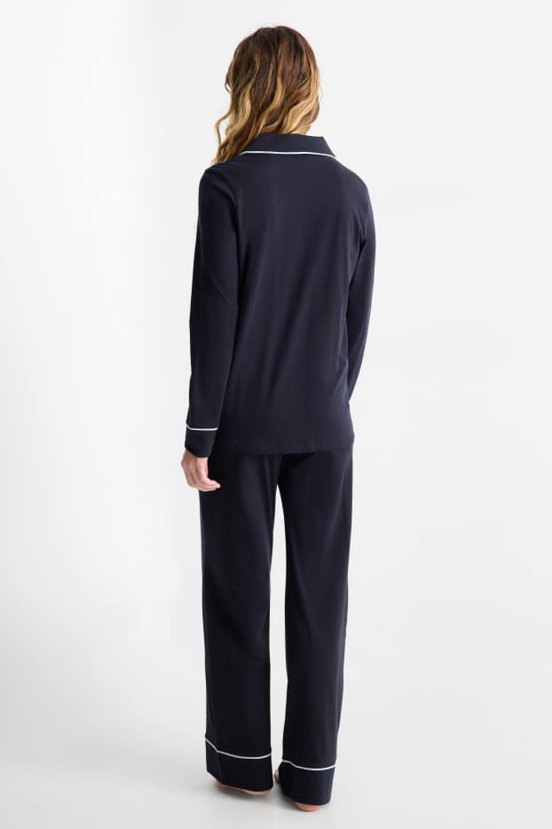 Damen - Pyjama - dunkelblau