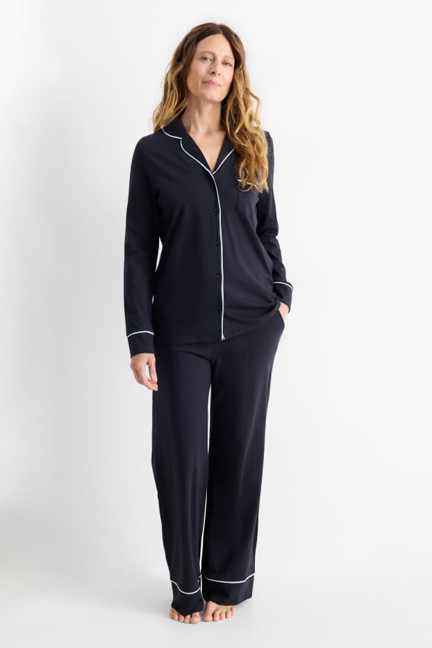 Damen - Pyjama - dunkelblau