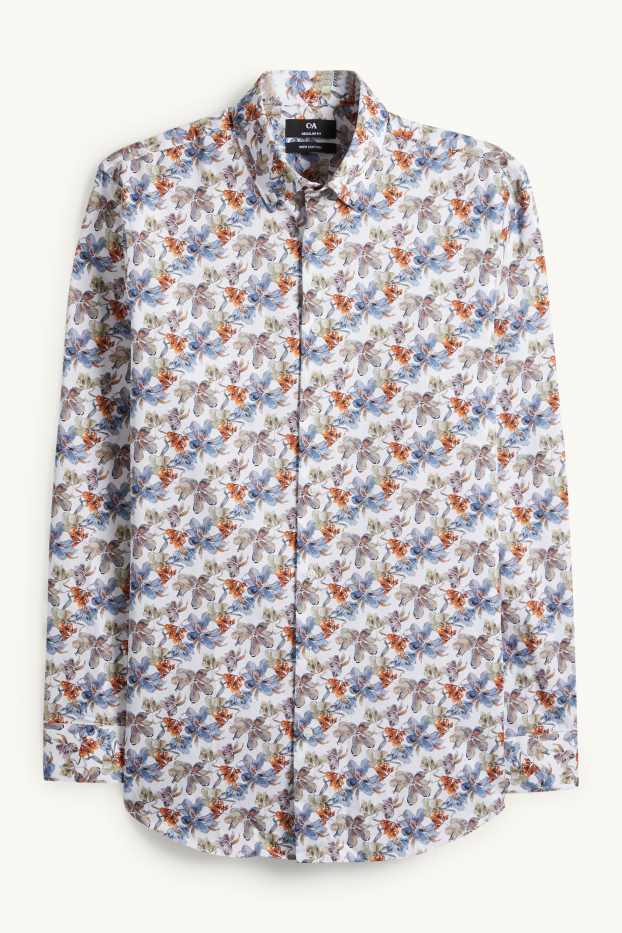 Pánské - Business košile - regular fit - button-down - se vzorem - barevná