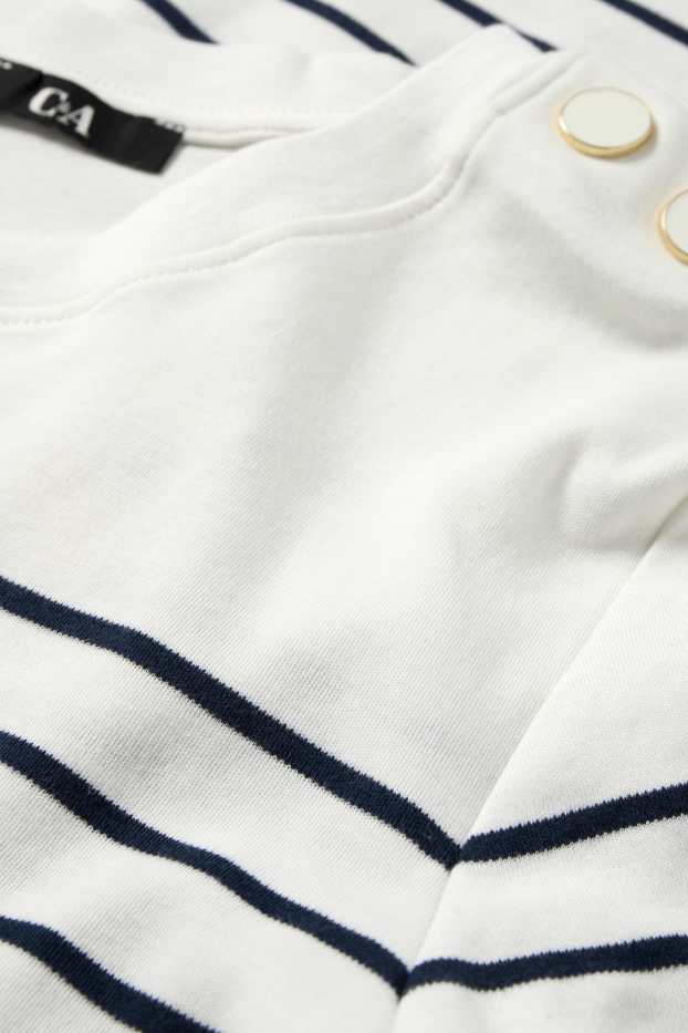 Femmes - T-shirt - regular fit - à rayures - bleu foncé / blanc