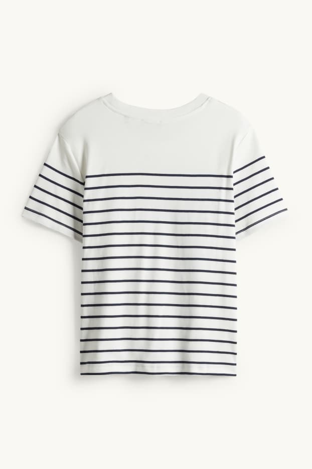 Femmes - T-shirt - regular fit - à rayures - bleu foncé / blanc