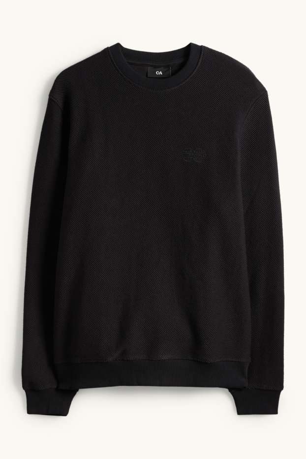 Bărbați - Bluză de molton - structurată - negru