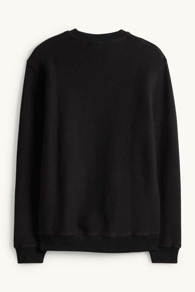 Bărbați - Bluză de molton - structurată - negru