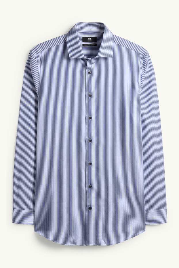 Home - Camisa formal - slim fit - cutaway - no requereix planxada - de ratlles - blau fosc / blanc trencat